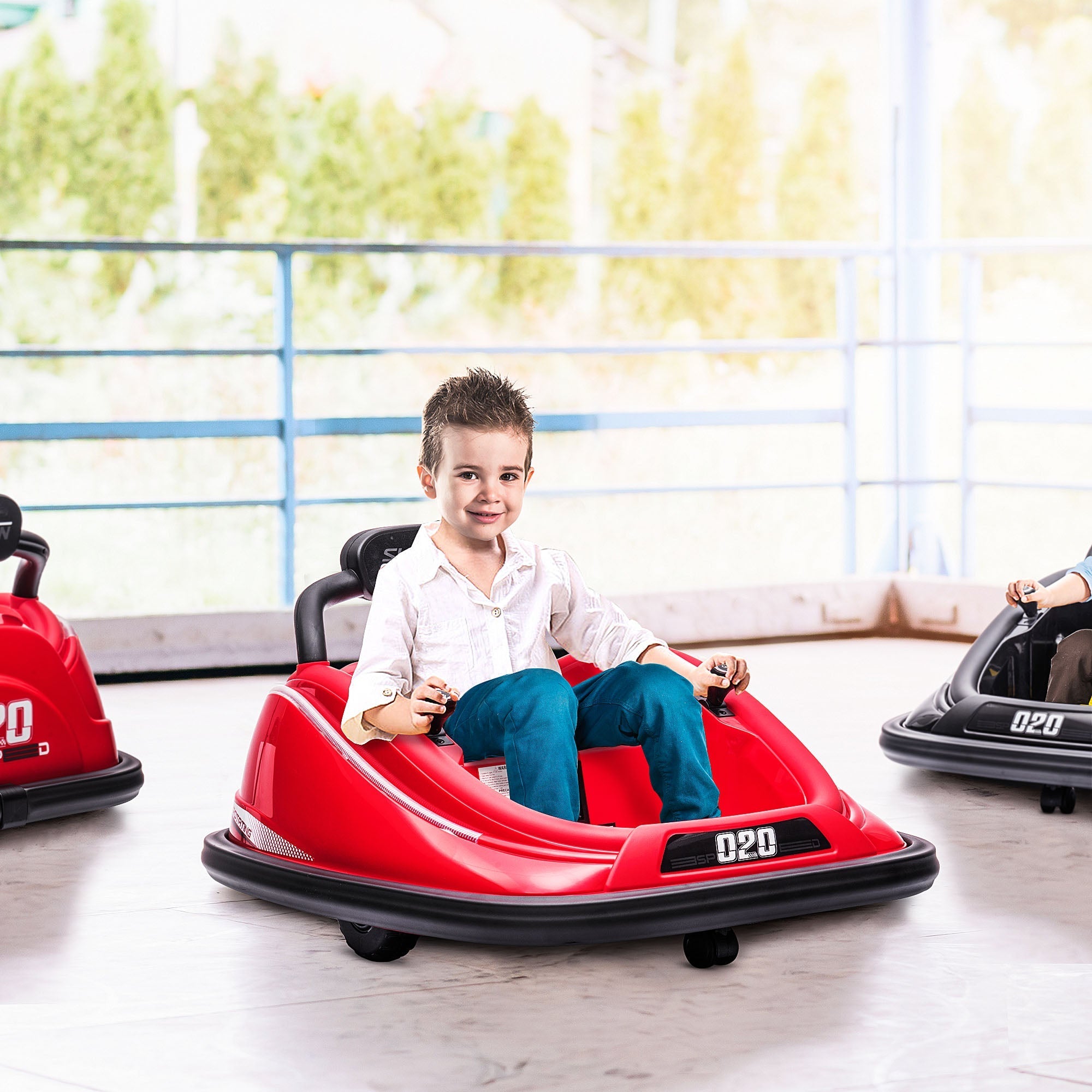 12V Electric Kids Bumper Car with Remote, 360° Rotation, LED Lights, Red Electric Toy Cars   at Gallery Canada