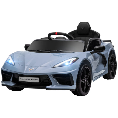 12V Kids Electric Car Corvette Licensed w/ Remote Control, Suspension System, Music, Headlight, Slow Start, Light Blue