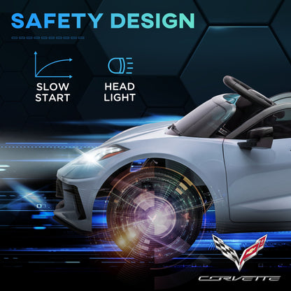 12V Kids Electric Car Corvette Licensed w/ Remote Control, Suspension System, Music, Headlight, Slow Start, Light Blue Electric Toy Cars   at Gallery Canada