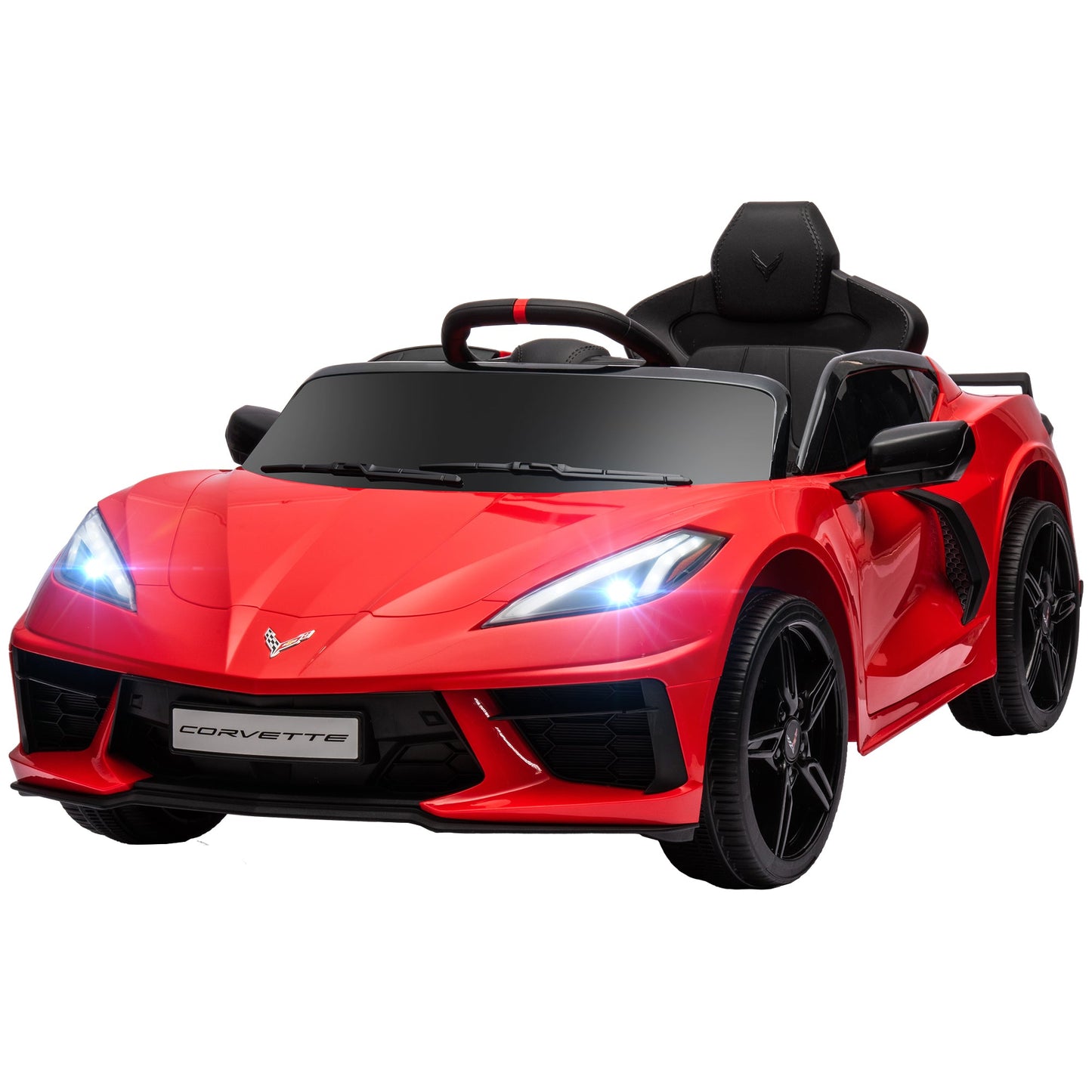 12V Kids Electric Car Corvette Licensed w/ Remote Control, Suspension System, Music, Headlight, Slow Start, Red Electric Toy Cars   at Gallery Canada