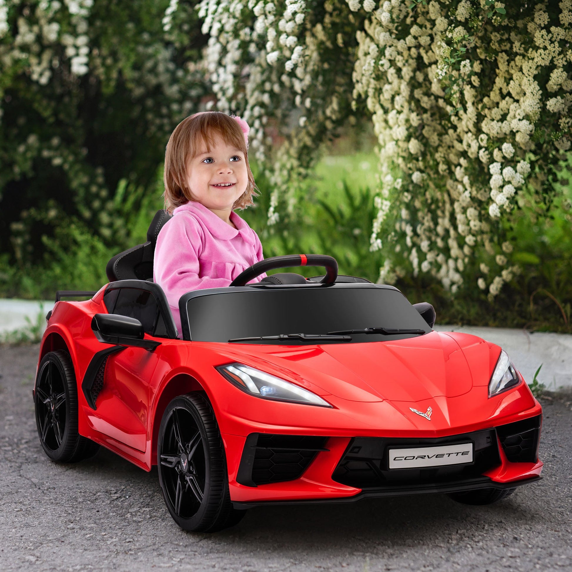 12V Kids Electric Car Corvette Licensed w/ Remote Control, Suspension System, Music, Headlight, Slow Start, Red Electric Toy Cars   at Gallery Canada