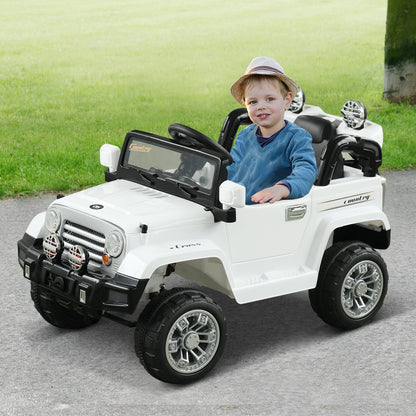 12V Kids Electric Ride On Car Toy Jeep power wheels with Remote Control, White Electric Toy Cars   at Gallery Canada