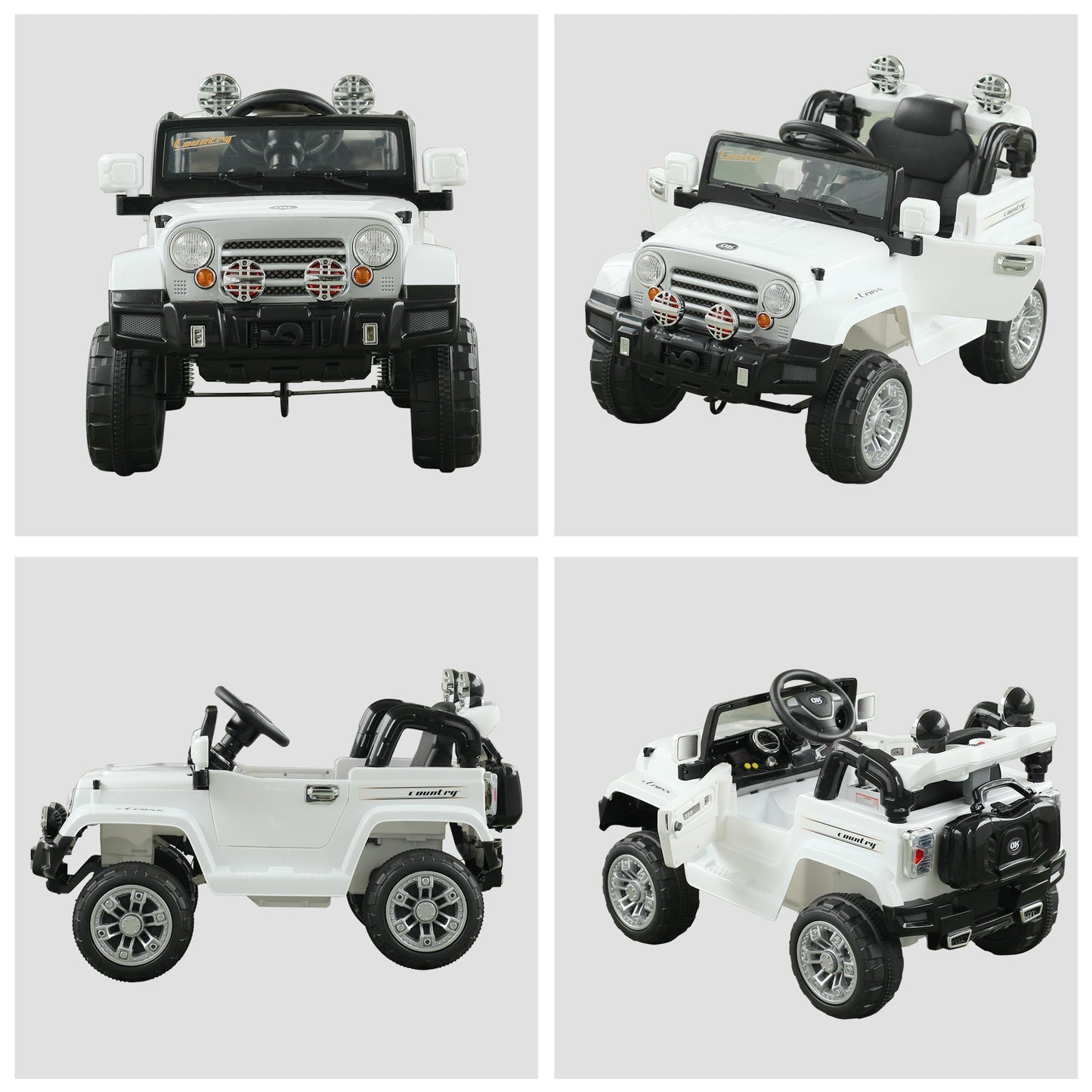 12V Kids Electric Ride On Car Toy Jeep power wheels with Remote Control, White Electric Toy Cars   at Gallery Canada