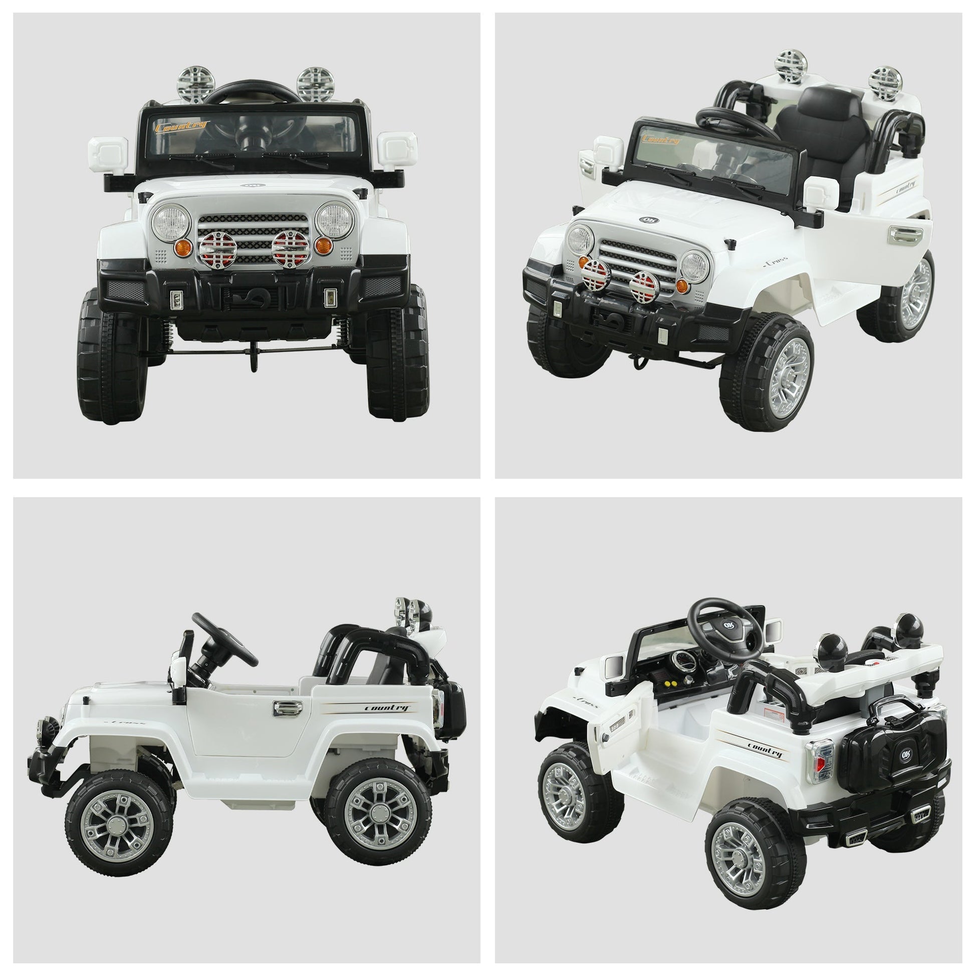 12V Kids Electric Ride On Car Toy Jeep power wheels with Remote Control, White Electric Toy Cars   at Gallery Canada