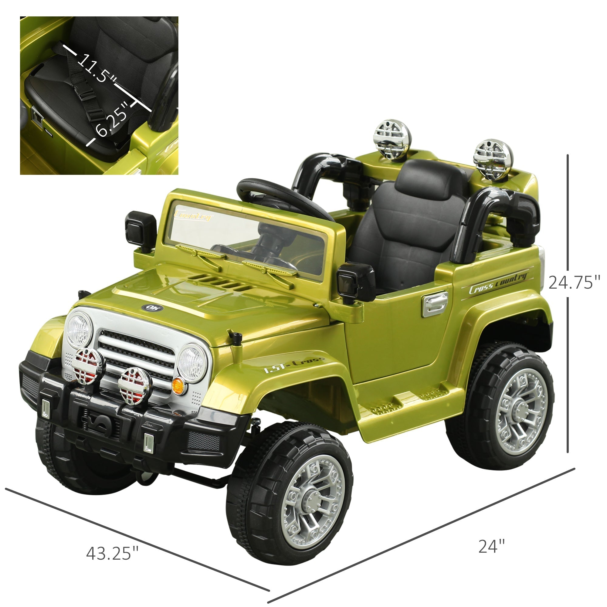 12V Kids Electric Ride On Car Toy Truck with Remote Control 2 Speeds Lights MP3 LCD Power Indicator, Green Electric Toy Cars   at Gallery Canada