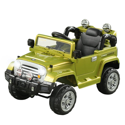 12V Kids Electric Ride On Car Toy Truck with Remote Control 2 Speeds Lights MP3 LCD Power Indicator, Green