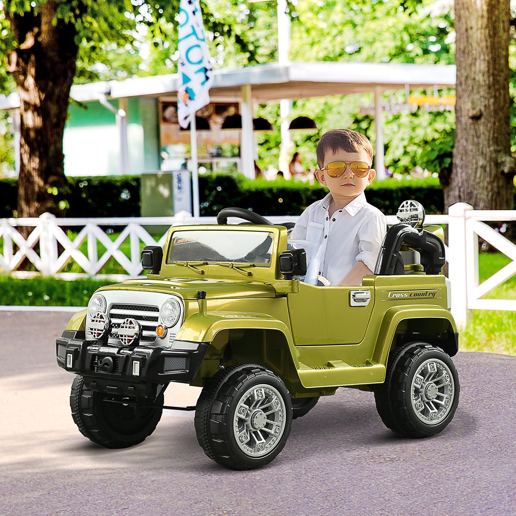 12V Kids Electric Ride On Car Toy Truck with Remote Control 2 Speeds Lights MP3 LCD Power Indicator, Green Electric Toy Cars   at Gallery Canada