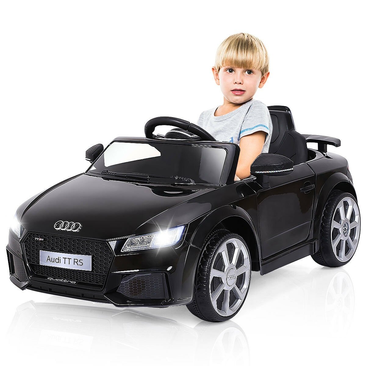 12V Kids Electric Ride on Car with Remote Control and Music Function, Black Powered Ride On Toys   at Gallery Canada