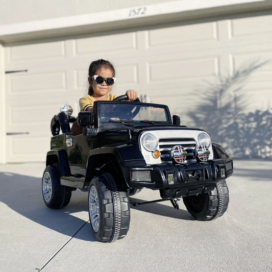 12V Kids Electric Toy Car Jeep Power Wheels with Remote Control Black - Gallery Canada