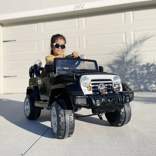 12V Kids Electric Toy Car Jeep Power Wheels with Remote Control Black