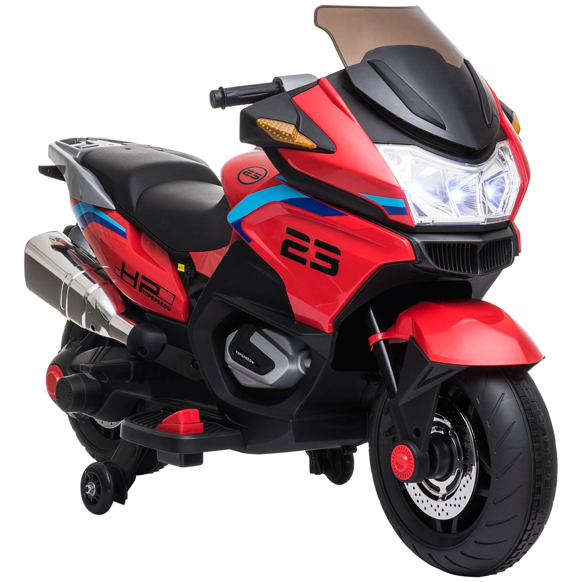 12V Kids Motorcycle with Training Wheels, Battery-Operated Motorbike for Kids with Lights, Music, up to 3.7 Mph, Red Electric Motorcycles Multi Colour  at Gallery Canada