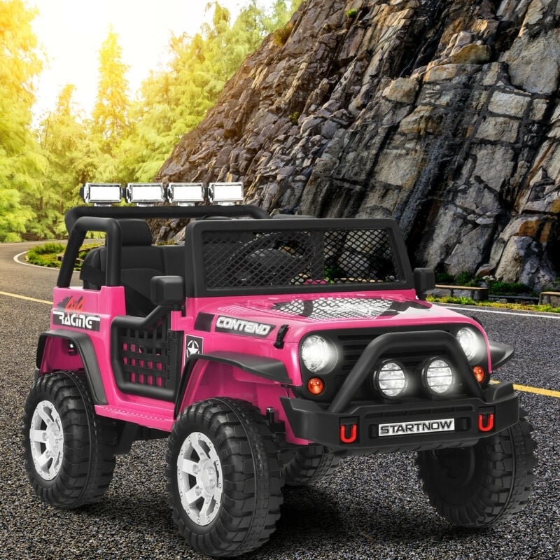 12V Kids Remote Control Electric  Ride On Truck Car with Lights and Music, Pink Powered Ride On Toys   at Gallery Canada