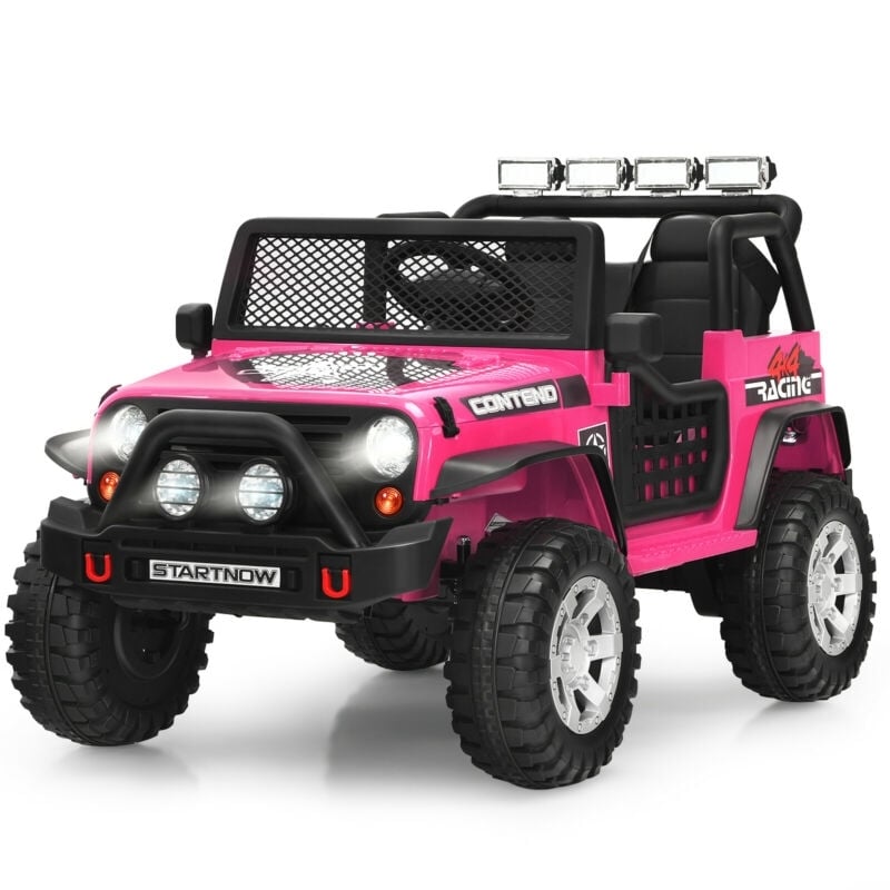 12V Kids Remote Control Electric  Ride On Truck Car with Lights and Music, Pink Powered Ride On Toys   at Gallery Canada