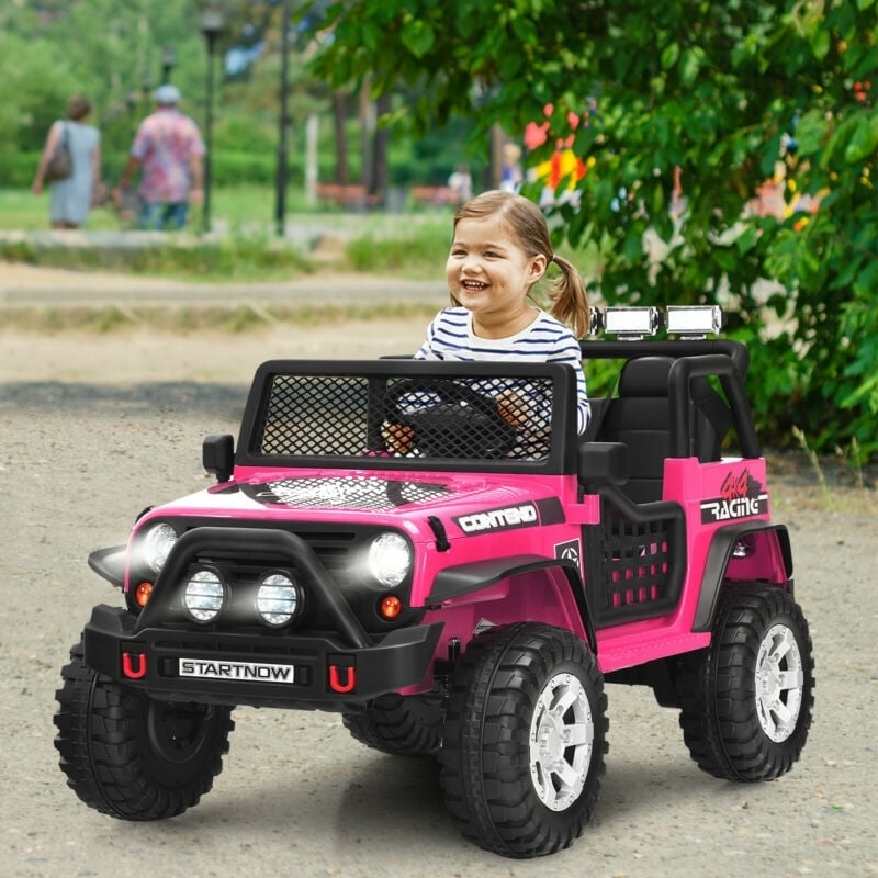 12V Kids Remote Control Electric  Ride On Truck Car with Lights and Music, Pink Powered Ride On Toys   at Gallery Canada