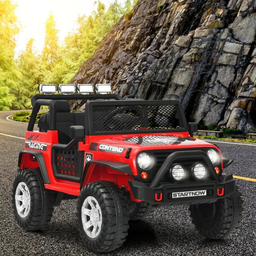 12V Kids Remote Control Electric  Ride On Truck Car with Lights and Music, Red