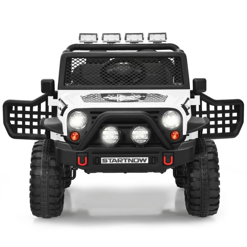 12V Kids Remote Control Electric  Ride On Truck Car with Lights and Music, White Powered Ride On Toys   at Gallery Canada