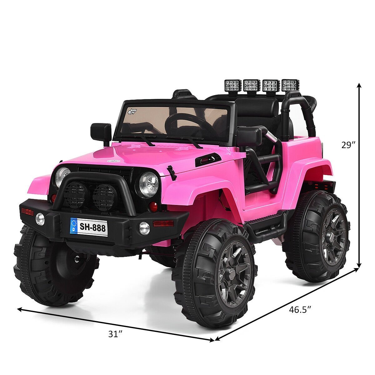 12V Kids Remote Control Riding Truck Car with LED Lights, Pink Powered Ride On Toys   at Gallery Canada