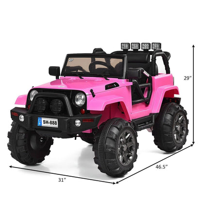 12V Kids Remote Control Riding Truck Car with LED Lights, Pink Powered Ride On Toys   at Gallery Canada