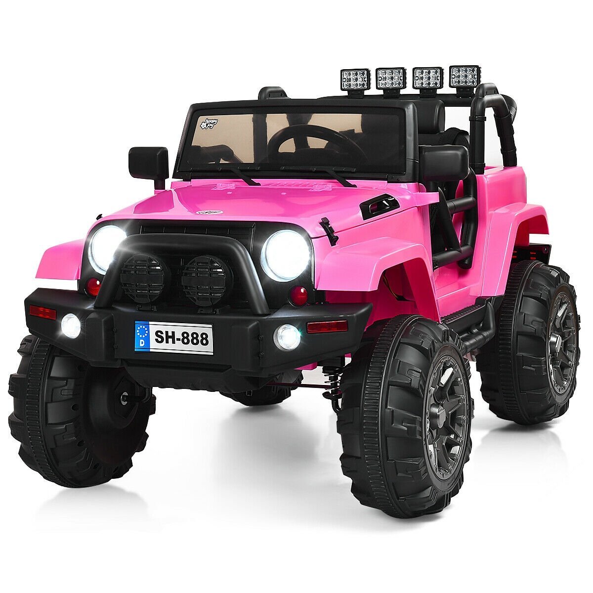 12V Kids Remote Control Riding Truck Car with LED Lights, Pink Powered Ride On Toys   at Gallery Canada