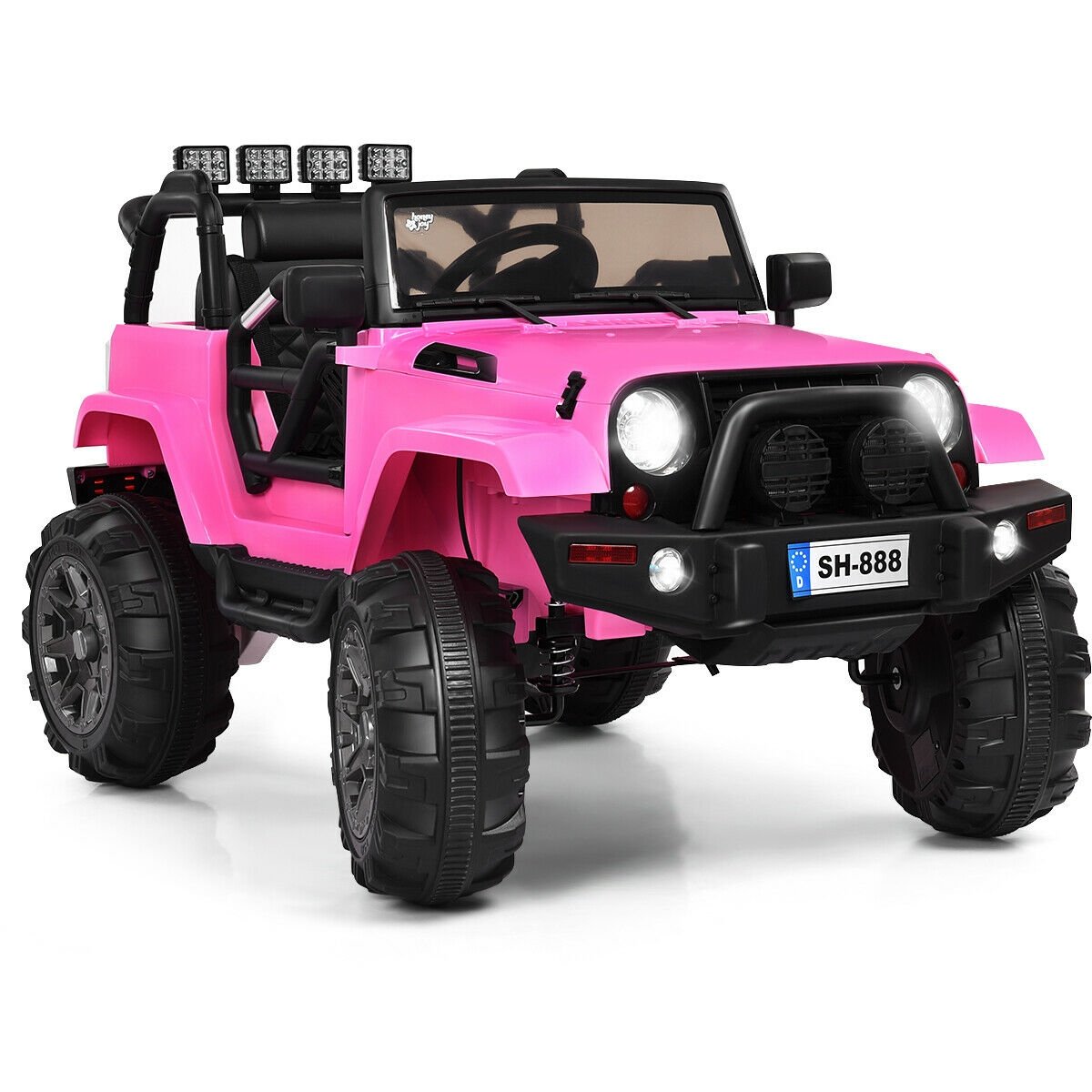 12V Kids Remote Control Riding Truck Car with LED Lights, Pink Powered Ride On Toys   at Gallery Canada