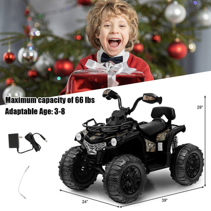 12V Kids Ride On ATV 4 Wheeler with MP3 and Headlights, Black Powered Ride On Toys   at Gallery Canada