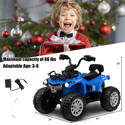 12V Kids Ride On ATV 4 Wheeler with MP3 and Headlights, Blue Powered Ride On Toys   at Gallery Canada