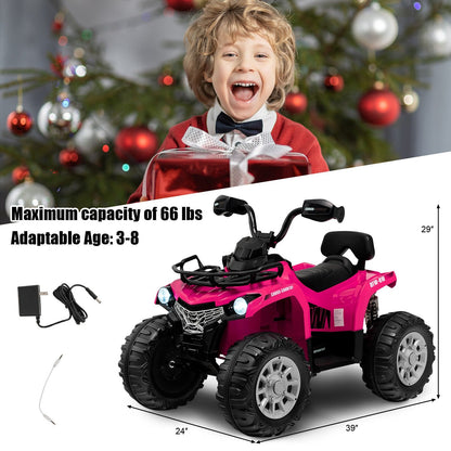 12V Kids Ride On ATV 4 Wheeler with MP3 and Headlights, Pink Powered Ride On Toys   at Gallery Canada