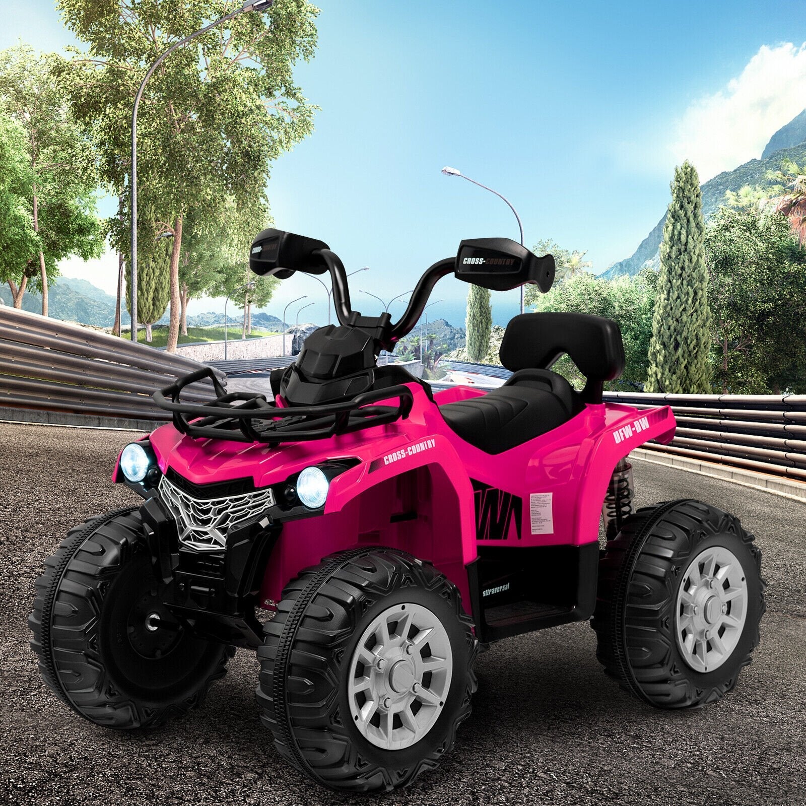 12V Kids Ride On ATV 4 Wheeler with MP3 and Headlights, Pink Powered Ride On Toys   at Gallery Canada