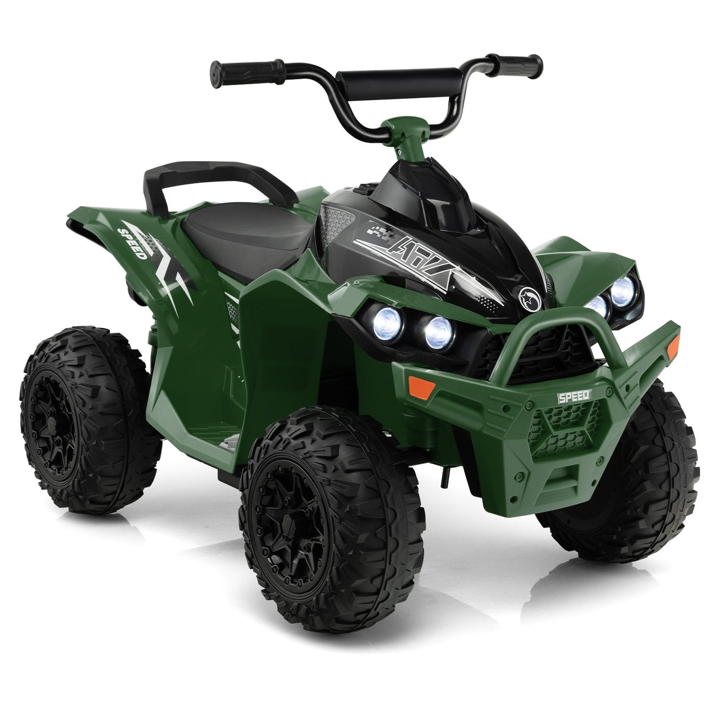 12V Kids Ride On ATV with High/Low Speed and Comfortable Seat, Army Green Powered Ride On Toys   at Gallery Canada