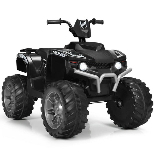 12V Kids Ride on ATV with LED Lights and Treaded Tires and LED lights, Black