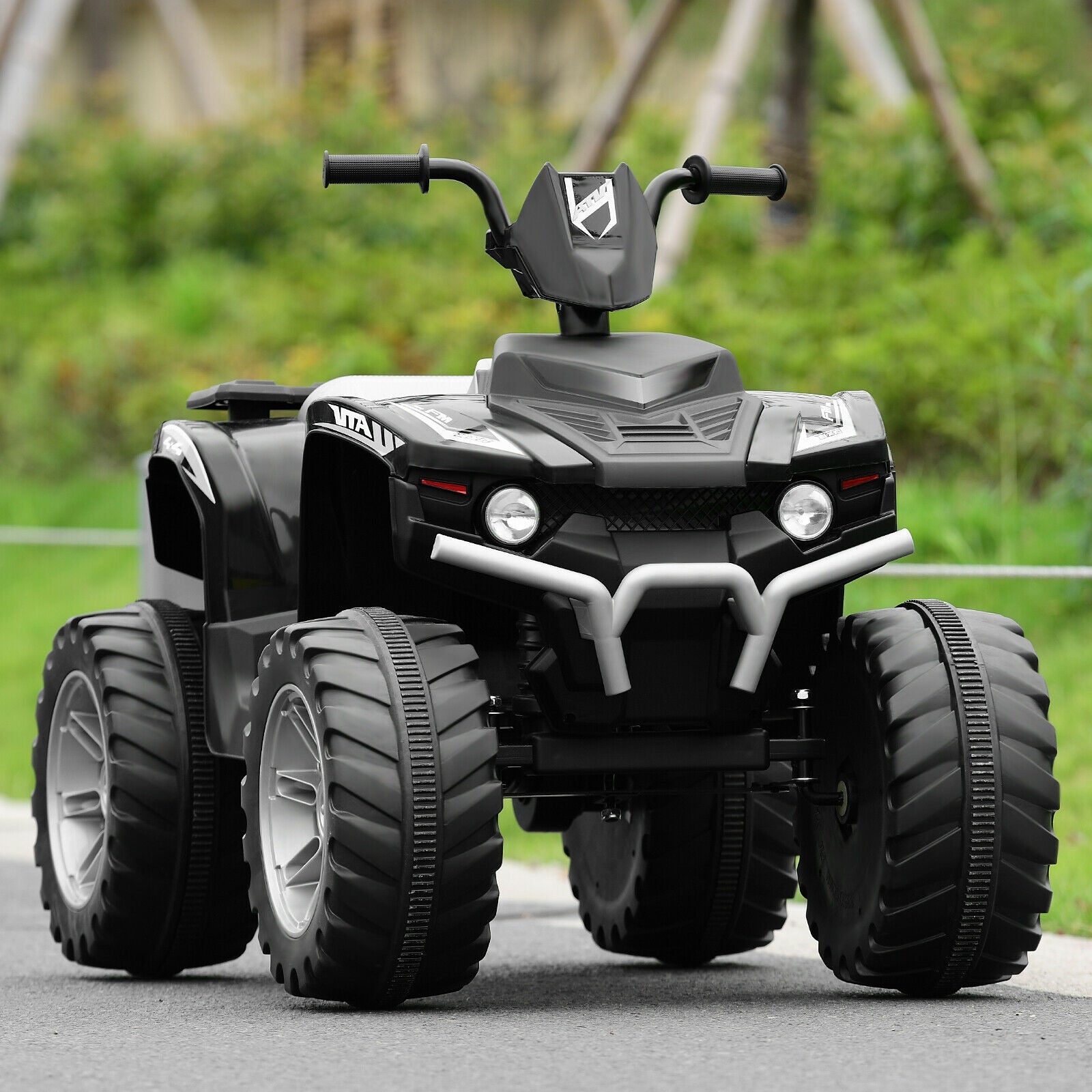 12V Kids Ride on ATV with LED Lights and Treaded Tires and LED lights, Black Powered Ride On Toys   at Gallery Canada