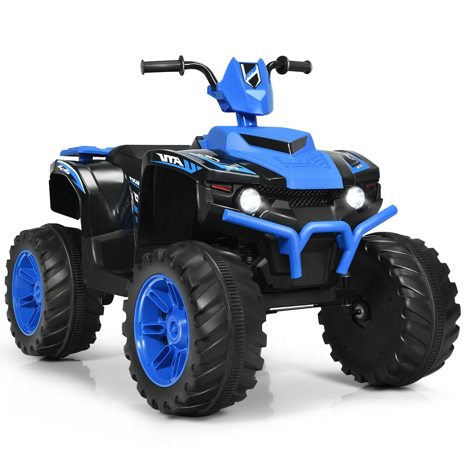 12V Kids Ride on ATV with LED Lights and Treaded Tires and LED lights, Navy Powered Ride On Toys Navy  at Gallery Canada