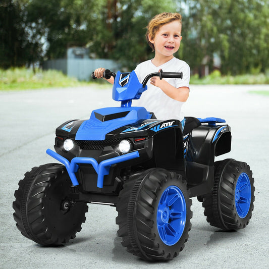 12V Kids Ride on ATV with LED Lights and Treaded Tires and LED lights, Navy Powered Ride On Toys Navy  at Gallery Canada