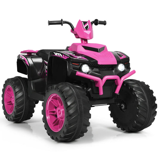 12V Kids Ride on ATV with LED Lights and Treaded Tires and LED lights, Pink Powered Ride On Toys Pink  at Gallery Canada