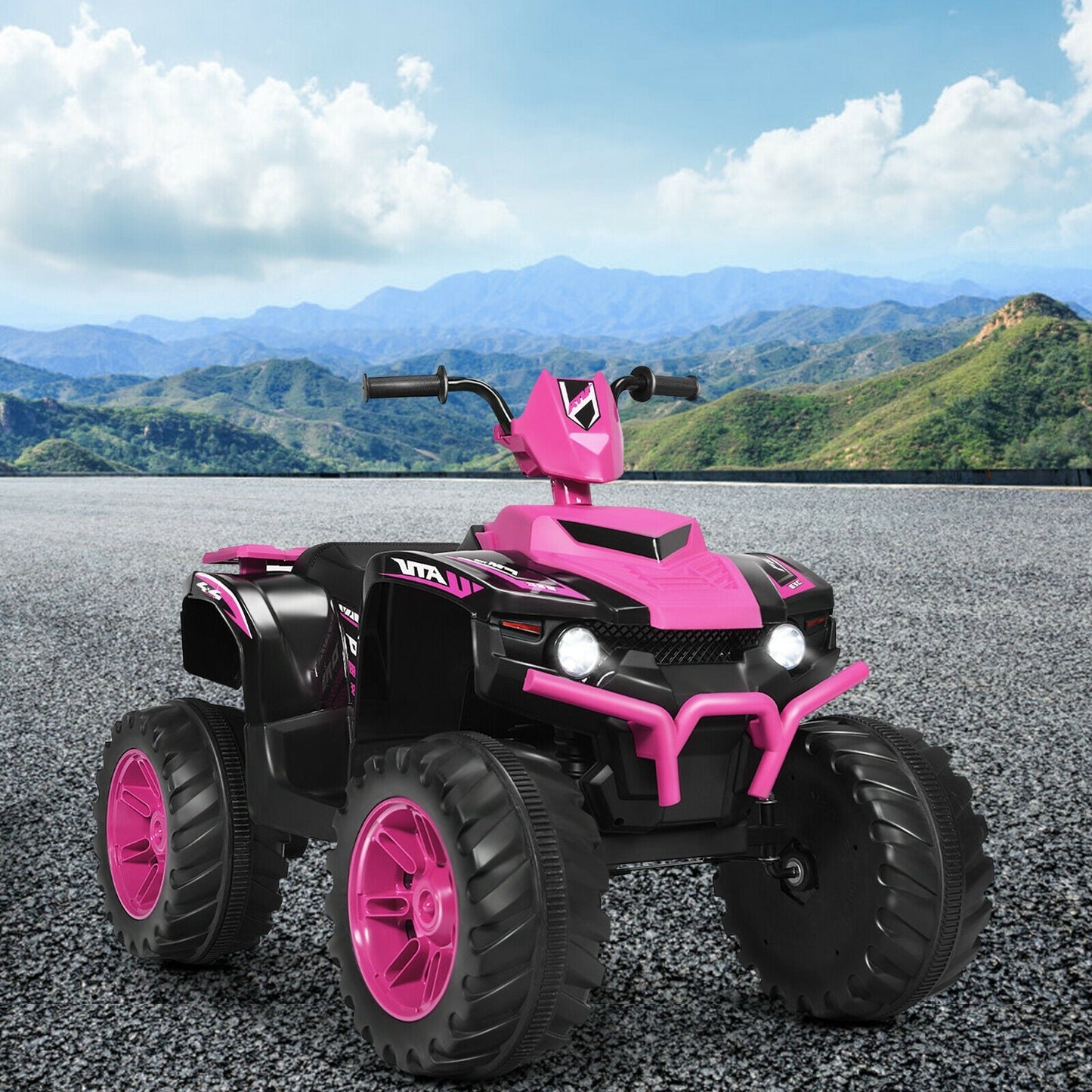 12V Kids Ride on ATV with LED Lights and Treaded Tires and LED lights, Pink Powered Ride On Toys   at Gallery Canada