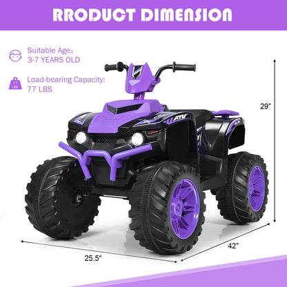 12V Kids Ride on ATV with LED Lights and Treaded Tires and LED lights, Purple Powered Ride On Toys   at Gallery Canada