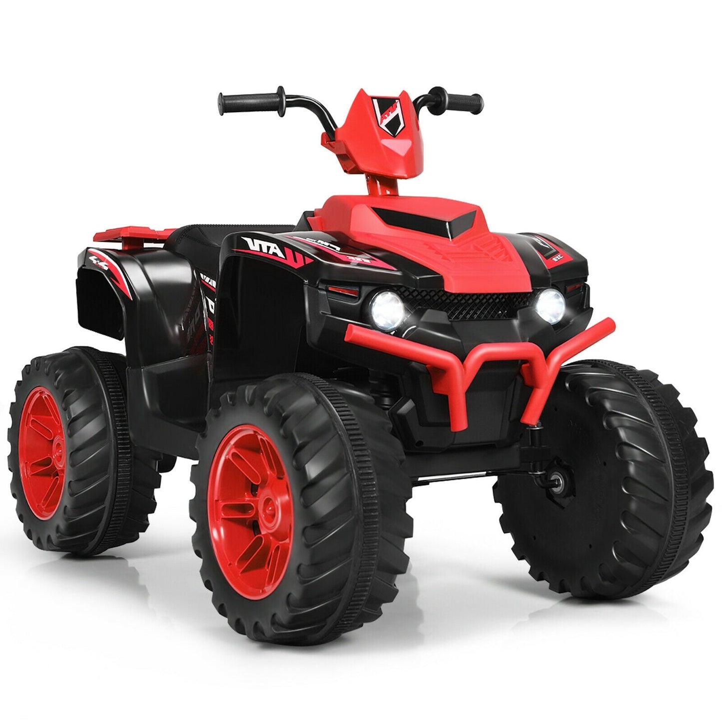 12V Kids Ride on ATV with LED Lights and Treaded Tires and LED lights, Red Powered Ride On Toys Red  at Gallery Canada