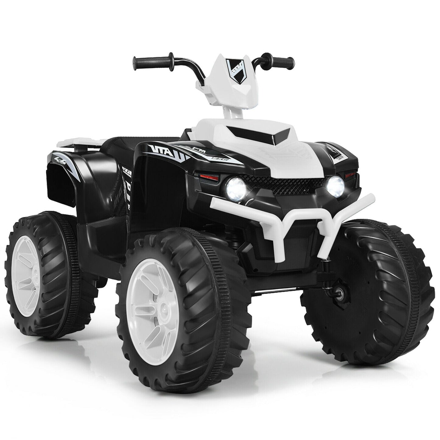 12V Kids Ride on ATV with LED Lights and Treaded Tires and LED lights, White Powered Ride On Toys White  at Gallery Canada