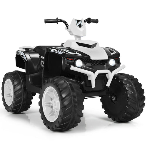 12V Kids Ride on ATV with LED Lights and Treaded Tires and LED lights, White