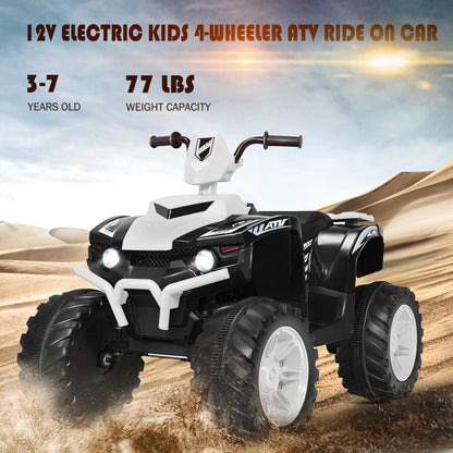 12V Kids Ride on ATV with LED Lights and Treaded Tires and LED lights, White Powered Ride On Toys   at Gallery Canada