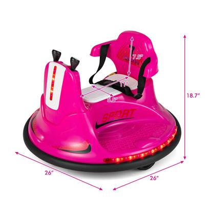 12V Kids Ride On Bumper Car with Remote Control Lights and Music, Pink Powered Ride On Toys   at Gallery Canada