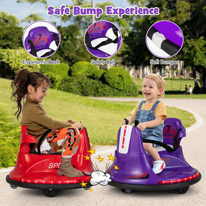 12V Kids Ride On Bumper Car with Remote Control Lights and Music, Purple Powered Ride On Toys   at Gallery Canada