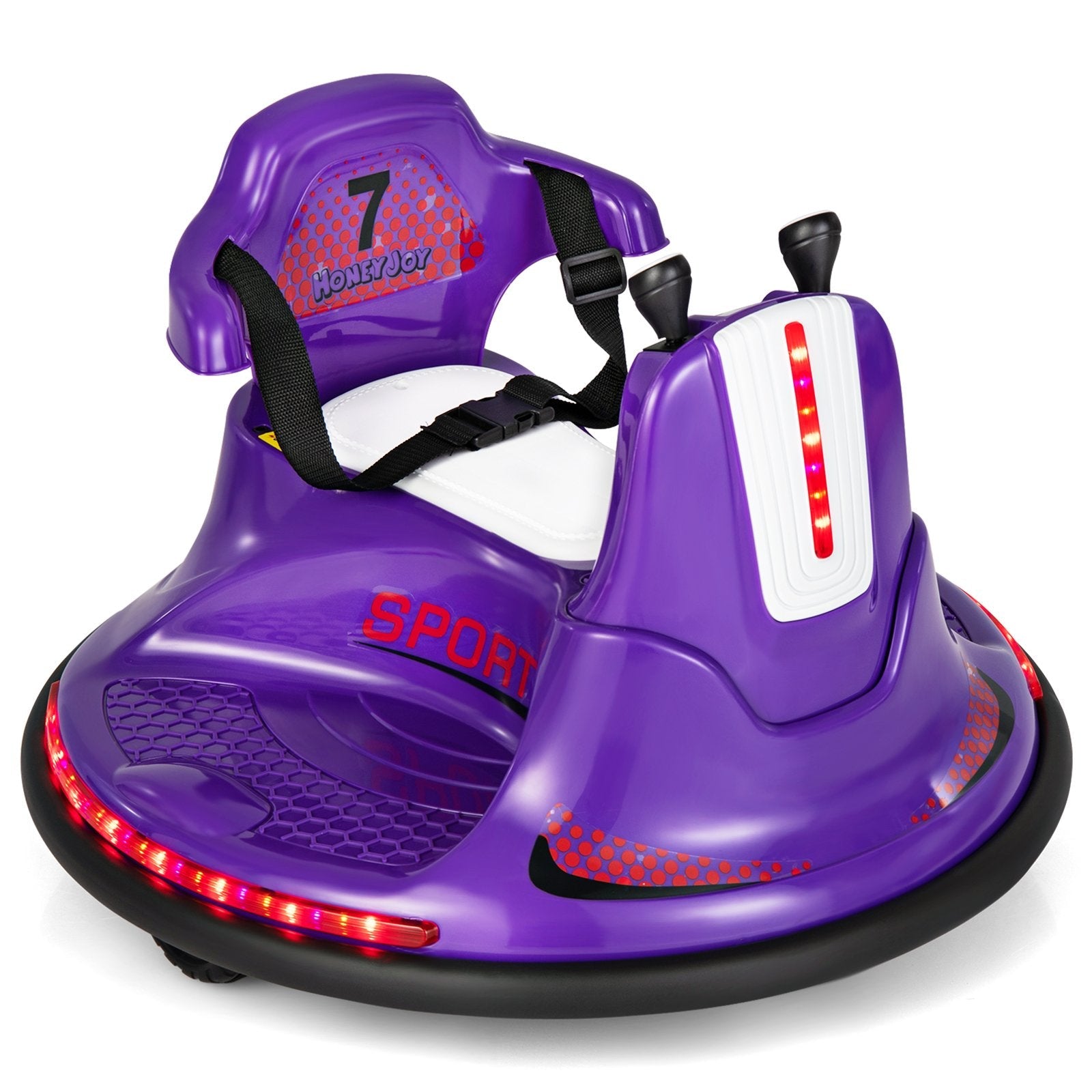 12V Kids Ride On Bumper Car with Remote Control Lights and Music, Purple Powered Ride On Toys   at Gallery Canada