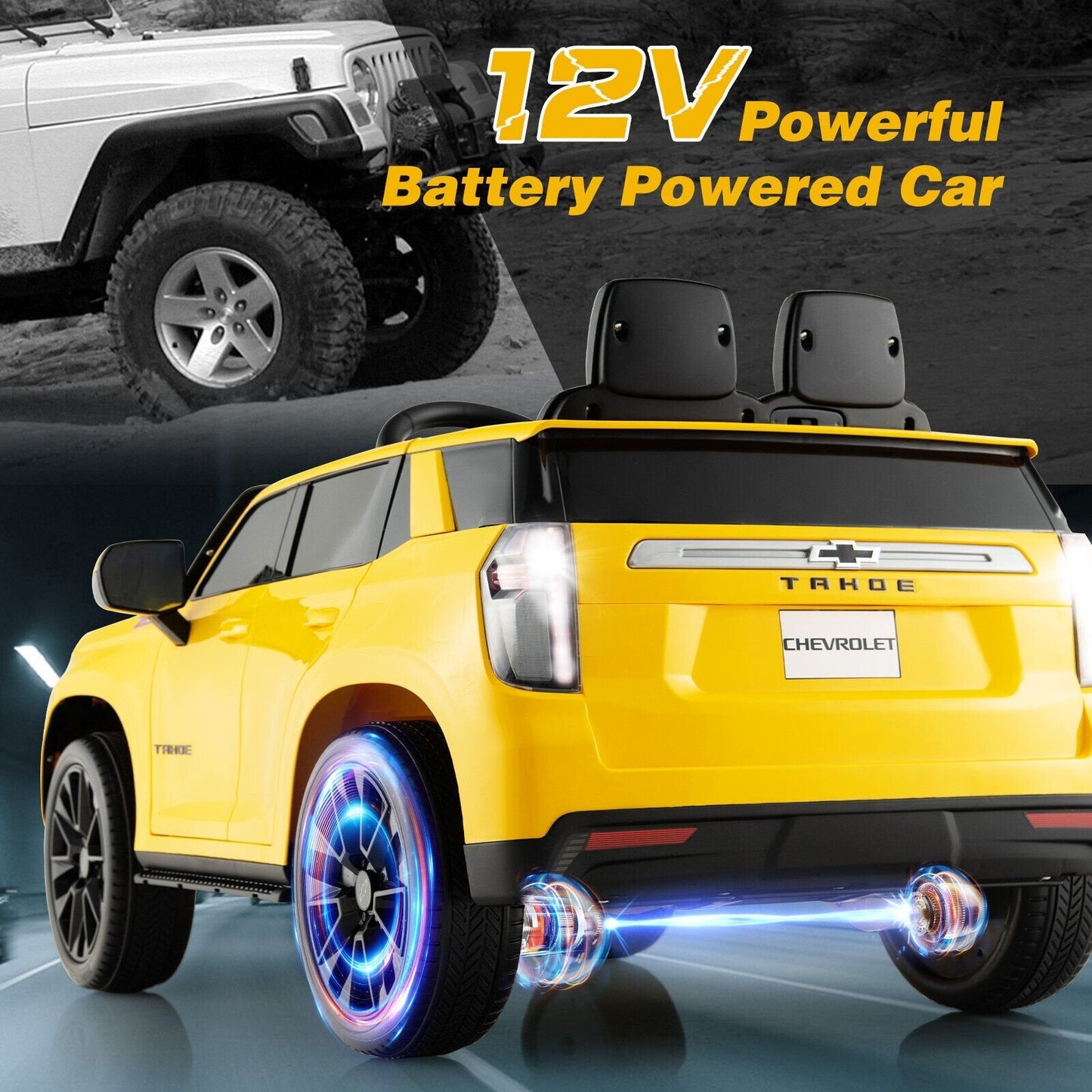 12V Kids Ride on Car with 2.4G Remote Control, Yellow Powered Ride On Toys   at Gallery Canada