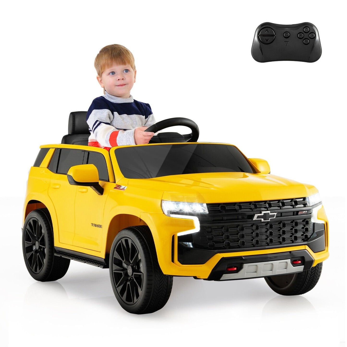 12V Kids Ride on Car with 2.4G Remote Control, Yellow Powered Ride On Toys   at Gallery Canada