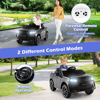 12V Kids Ride On Car with Remote Control Lockable Doors Slow Start System and LED Lights, Black Powered Ride On Toys   at Gallery Canada