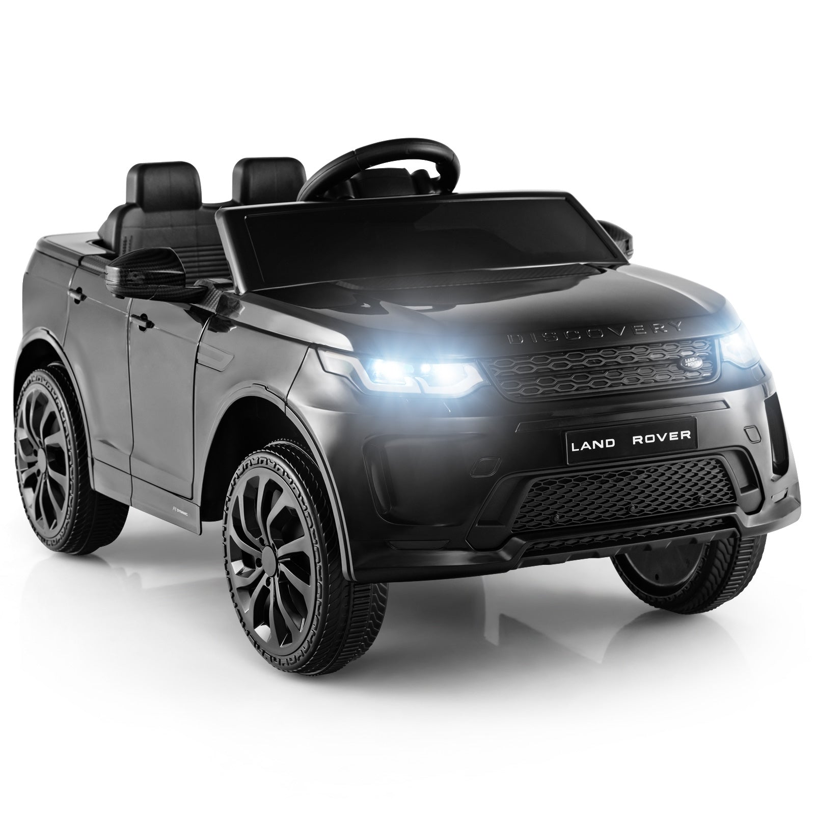 12V Kids Ride On Car with Remote Control Lockable Doors Slow Start System and LED Lights, Black Powered Ride On Toys Black  at Gallery Canada