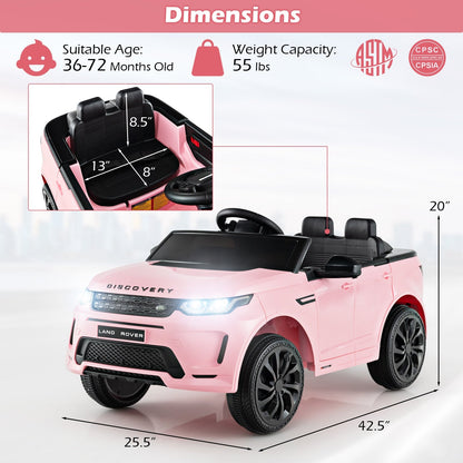 12V Kids Ride On Car with Remote Control Lockable Doors Slow Start System and LED Lights, Pink Powered Ride On Toys   at Gallery Canada