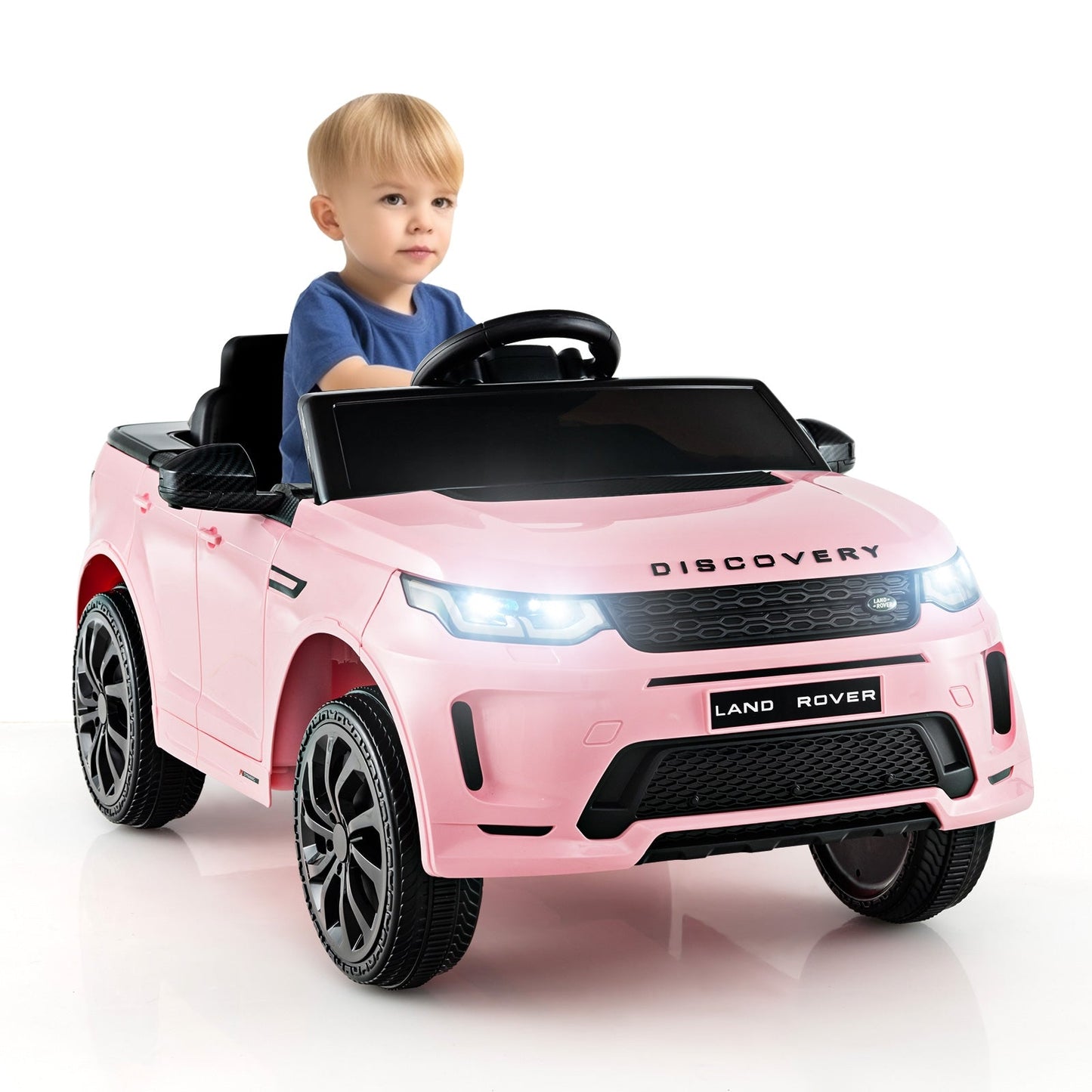 12V Kids Ride On Car with Remote Control Lockable Doors Slow Start System and LED Lights, Pink Powered Ride On Toys   at Gallery Canada