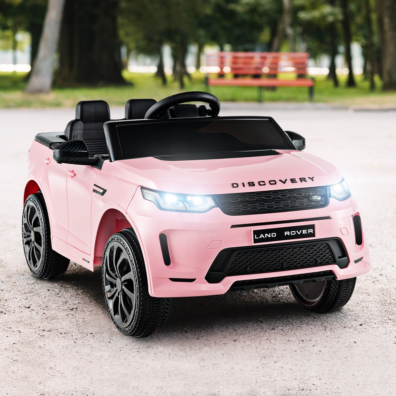 12V Kids Ride On Car with Remote Control Lockable Doors Slow Start System and LED Lights, Pink Powered Ride On Toys   at Gallery Canada